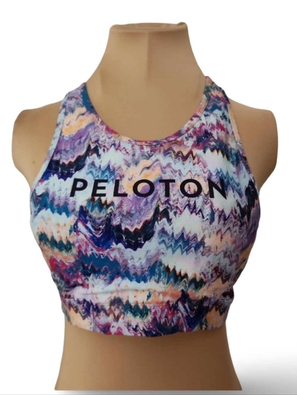 Peloton Sports Bra Multicolor Marble Racerback High Neck Workout Medium